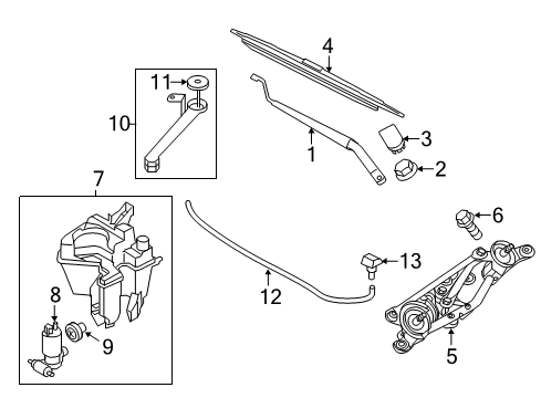 2012 Nissan Juke Wiper & Washer Components Rear Window Wiper Blade Assembly Diagram for 28790-JE20A