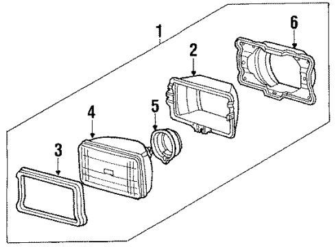 1985 Honda Civic Headlamps Headlight, CRX (H4666) Diagram for 33110-SB2-663AH