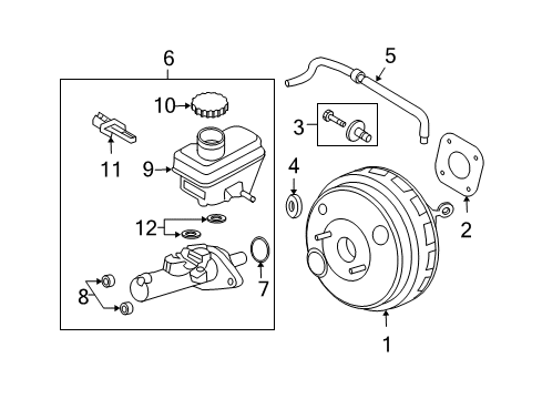 2008 Ford Escape Hydraulic System Booster Assembly Diagram for 6L8Z-2002-A