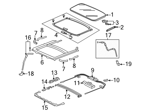 2015 Honda CR-V Sunroof Glass Assembly, Roof Diagram for 70200-T0G-A02