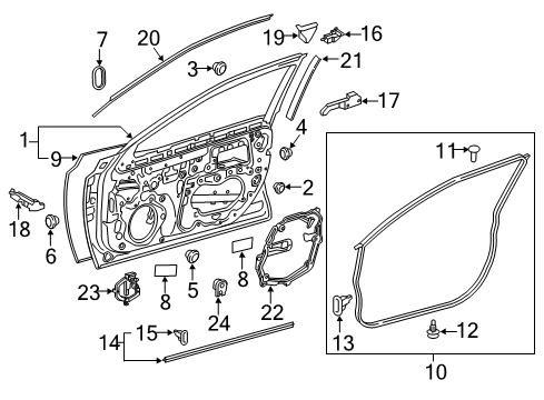 2018 Toyota Camry Front Door Regulator Sub-Assembly Diagram for 69801-06190