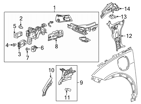 2017 Chevrolet Bolt EV Structural Components & Rails Panel Extension Diagram for 42783742