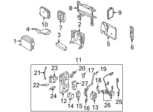 2006 Honda Civic Electrical Components Busbar, Main Switch Output Diagram for 1E441-RMX-003