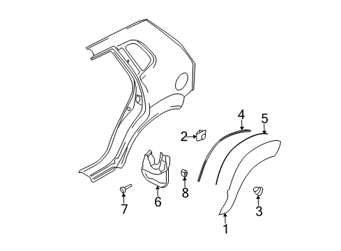 2006 Hyundai Tucson Exterior Trim - Quarter Panel Garnish-Quarter Side, LH Diagram for 87743-2E000