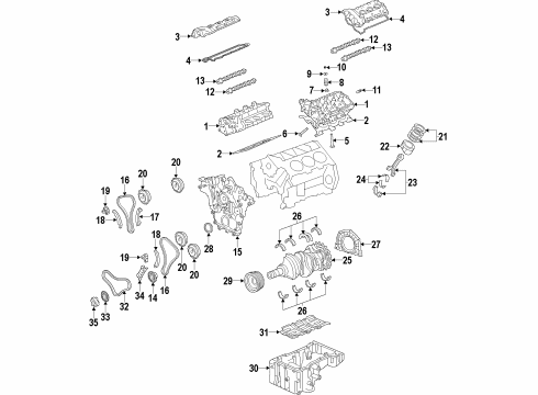 2012 Hyundai Genesis Coupe Engine Parts, Mounts, Cylinder Head & Valves, Camshaft & Timing, Oil Pan, Oil Pump, Crankshaft & Bearings, Pistons, Rings & Bearings, Variable Valve Timing Piston & Pin & Snap Ring Assembly Diagram for 23041-3C721