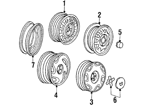 1988 Honda CRX Wheels & Trim Cap Assy., Aluminum Wheel Center (157MM) Diagram for 44732-SH3-J12