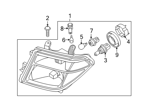 2006 Nissan Pathfinder Bulbs Passenger Side Headlamp Assembly Diagram for 26010-EA525