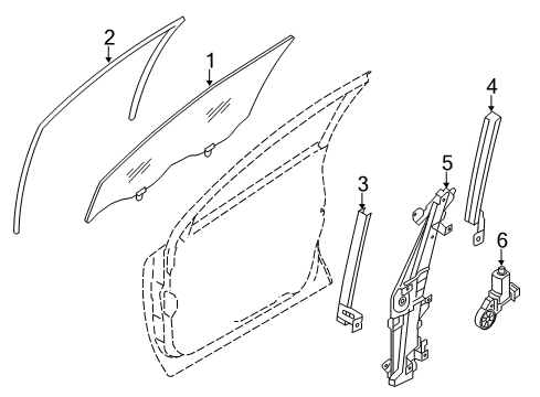 2018 Nissan Rogue Front Door Glass Run Rubber-Door Lower SASH, Front LH Diagram for 80387-4BA0A