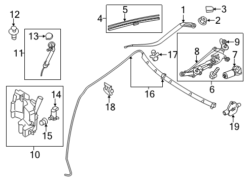 2011 Infiniti M56 Wiper & Washer Components Window Wiper Blade Assembly No 1 Diagram for 28890-1MA1A