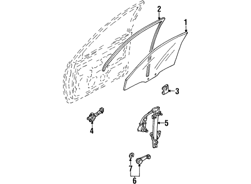 1994 Ford Aspire Front Door - Glass & Hardware Door Check Diagram for F4BZ5822886A