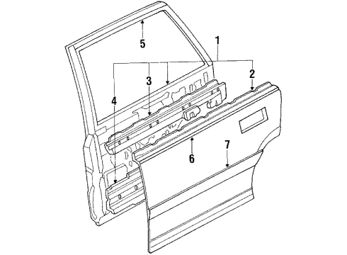 1990 Honda Civic Rear Door Protector, R. RR. Door Diagram for 75303-SH4-A01