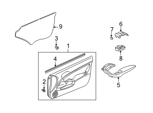 2006 Acura RSX Front Door Weatherstrip, Left Front Door (Inner) Diagram for 72375-S6M-013