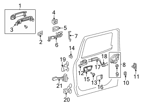 2020 Toyota Sequoia Rear Door - Lock & Hardware Upper Hinge Diagram for 68750-0C020