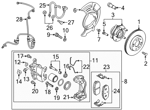 2020 Hyundai Elantra GT Brake Components Rod Assembly-Guide(B) Diagram for 58162-1H000