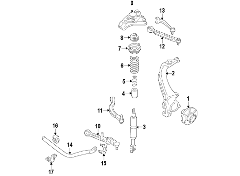 2014 Hyundai Genesis Front Suspension Components, Lower Control Arm, Upper Control Arm, Stabilizer Bar Rubber Bumper Diagram for 54626-3M000