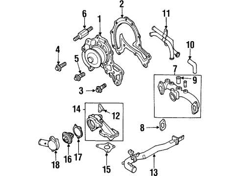 1996 Acura SLX Water Pump Stud, Water Pump Diagram for 8-97088-691-0