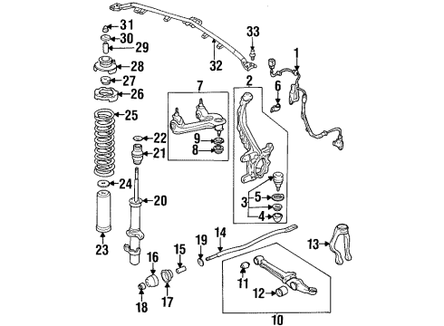 1996 Honda Accord Anti-Lock Brakes Arm Assembly, Right Front (Upper) Diagram for 51450-SV4-000
