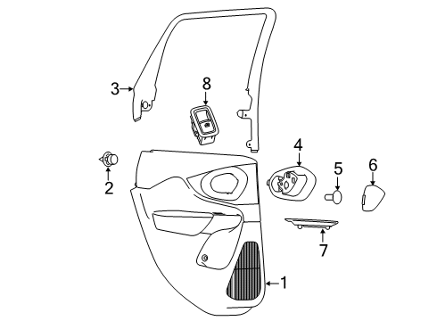 2020 Jeep Cherokee Rear Door Panel-Rear Door Trim Diagram for 6CH761S4AB