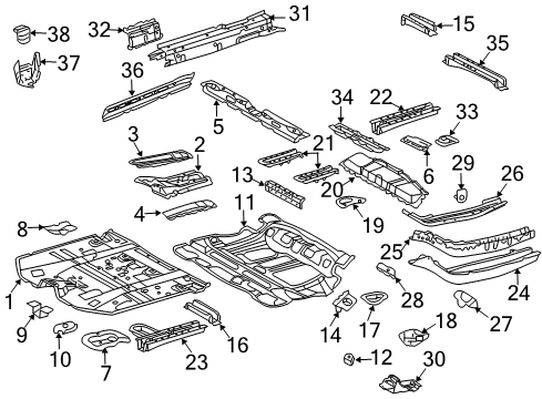 2007 Toyota Highlander Pillars, Rocker & Floor - Floor & Rails Seat Crossmember Diagram for 57458-48012
