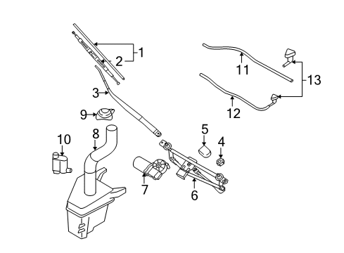 2005 Hyundai Tucson Wiper & Washer Components Rear Wiper Arm Assembly Diagram for 98811-2E500
