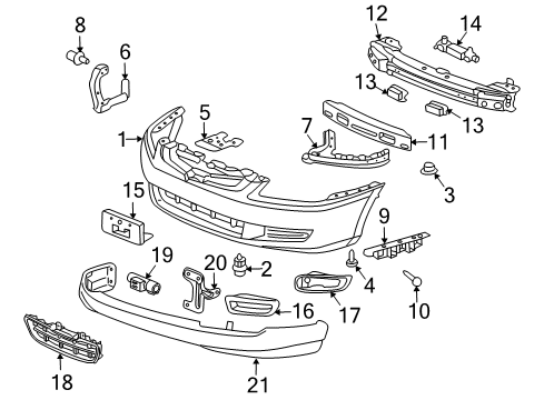 2006 Honda Accord Front Bumper Grille, Front Bumper (Lower) Diagram for 71102-SDN-A00