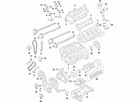 2018 Nissan Titan Engine Parts, Mounts, Cylinder Head & Valves, Camshaft & Timing, Oil Pan, Oil Pump, Crankshaft & Bearings, Pistons, Rings & Bearings, Variable Valve Timing Cooler Assembly-Auto Trans Oil Diagram for 21606-EZ01A