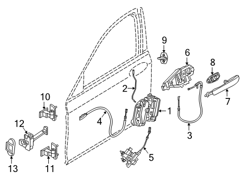 2018 BMW 750i Front Door Outer Left Painted Door Handle Diagram for 51217411047