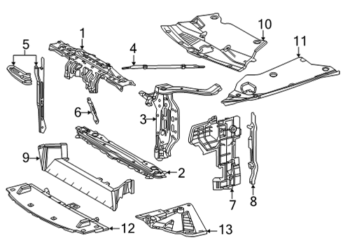 2021 Toyota Mirai Radiator Support Air Guide Diagram for 16593-77020