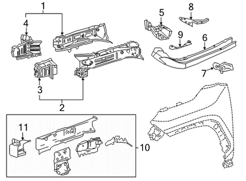 2021 Toyota RAV4 Prime Structural Components & Rails Inner Reinforcement Diagram for 57032-42010