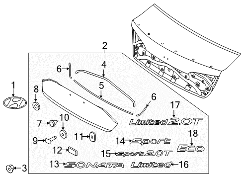 2017 Hyundai Sonata Exterior Trim - Trunk Lid Sealing Pad Diagram for 87379C1100