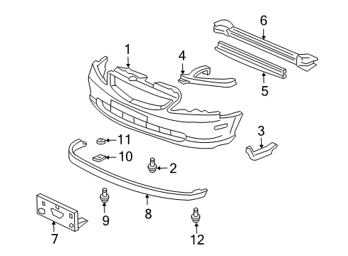 2005 Honda Civic Front Bumper Nut, Suspension (5MM) Diagram for 90323-S5A-000