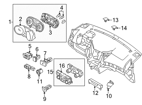 2012 Hyundai Sonata Cluster & Switches, Instrument Panel Rotor-Glove Box Diagram for 81521-2LA00
