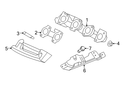 2014 Ford F-150 Exhaust Components, Exhaust Manifold Manifold With Converter Stud Diagram for -W714869-S431
