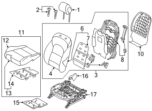 2016 Hyundai Tucson Passenger Seat Components Headrest Assembly-Front Seat Diagram for 88700-D3000-T8G