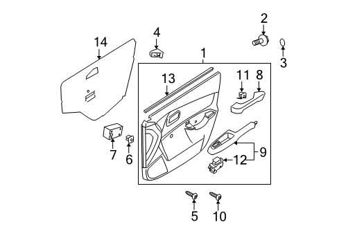 2009 Hyundai Accent Front Door Power Window Main Switch Assembly Diagram for 93570-1E111