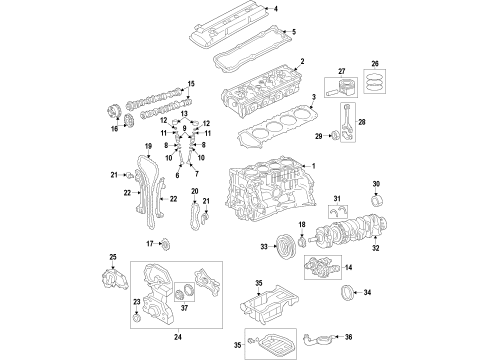 2015 Nissan Rogue Select Engine Parts, Mounts, Cylinder Head & Valves, Camshaft & Timing, Variable Valve Timing, Oil Pan, Oil Pump, Balance Shafts, Crankshaft & Bearings, Pistons, Rings & Bearings Cover Assy-Front Diagram for 13500-ET80C