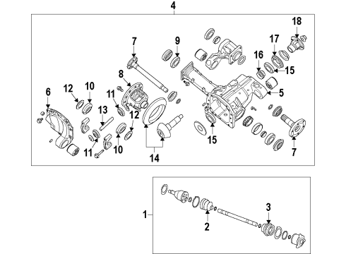 2010 Infiniti QX56 Front Axle, Axle Shafts & Joints, Differential, Drive Axles, Propeller Shaft Bearing-Differential Side Diagram for 43215-8S110