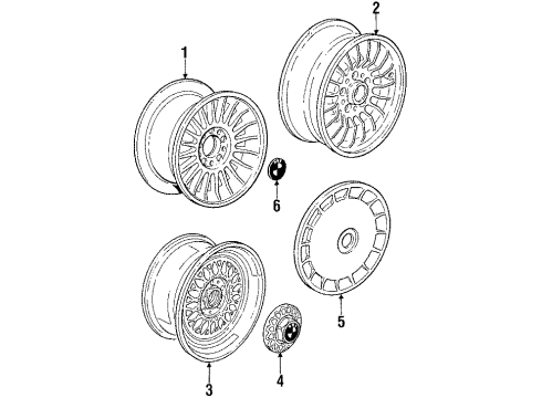 1987 BMW 635CSi Wheels Light Alloy Rim Polished Diagram for 36111180371