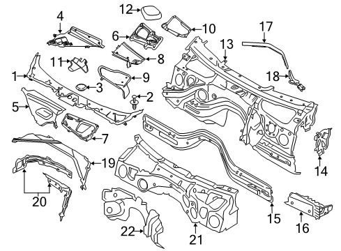 2014 BMW 428i Cowl Reinforcement, Bulkhead Diagram for 51617435132