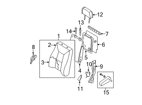 2007 Nissan Quest Rear Seat Components Cover-RECLINING Device, Outer LH Diagram for 88455-ZM10A