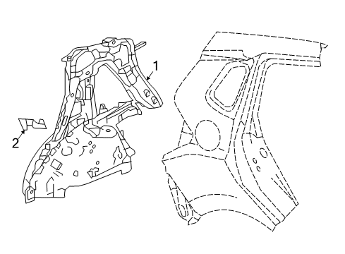 2016 Honda Fit Inner Structure - Quarter Panel Panel Comp R, RR. Diagram for 64300-T5R-316ZZ