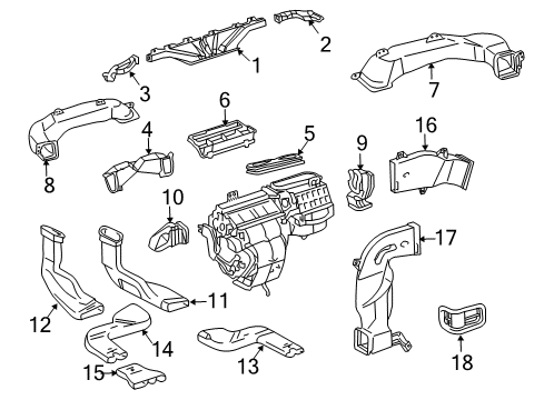 2006 Toyota Highlander Ducts Outlet Duct Diagram for 55846-48020