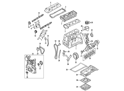 2003 Nissan Sentra Engine Parts, Mounts, Cylinder Head & Valves, Camshaft & Timing, Oil Pan, Oil Pump, Crankshaft & Bearings, Pistons, Rings & Bearings, Variable Valve Timing Rocker Cover Gasket Diagram for 13270-3Z000