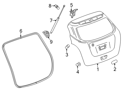 2015 Chevrolet Trax Lift Gate Gate Asm-Lift Diagram for 95389034