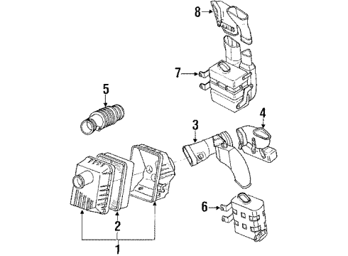 1991 Geo Storm Air Inlet Filter Diagram for 25322205