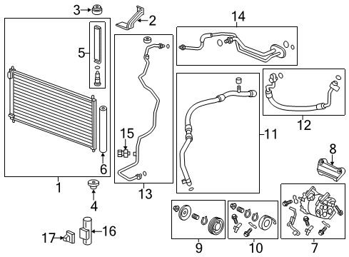 2014 Honda Civic A/C Condenser, Compressor & Lines Coil Set, Field Diagram for 38924-RX0-A01