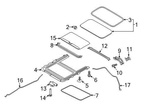 2019 Ford EcoSport Sunroof Sunshade Diagram for GN1Z-54519A02-AA