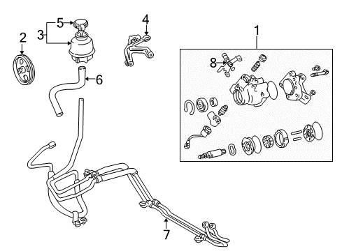 2004 Lexus GS430 P/S Pump & Hoses, Steering Gear & Linkage Union, Power Steering Suction Port Diagram for 44337-30100