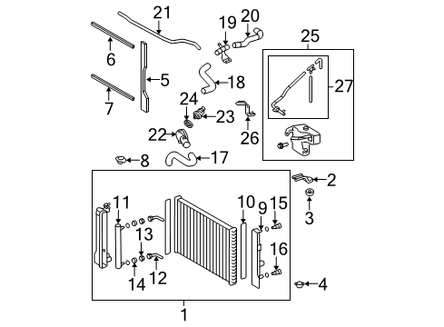 2010 Toyota Corolla Radiator & Components Cooling Shroud Isolator Diagram for 16535-0T020