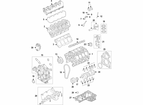 2020 Ford F-350 Super Duty Engine Parts, Mounts, Cylinder Head & Valves, Camshaft & Timing, Variable Valve Timing, Oil Cooler, Oil Pan, Oil Pump, Crankshaft & Bearings, Pistons, Rings & Bearings Mount Diagram for LC3Z-6038-C